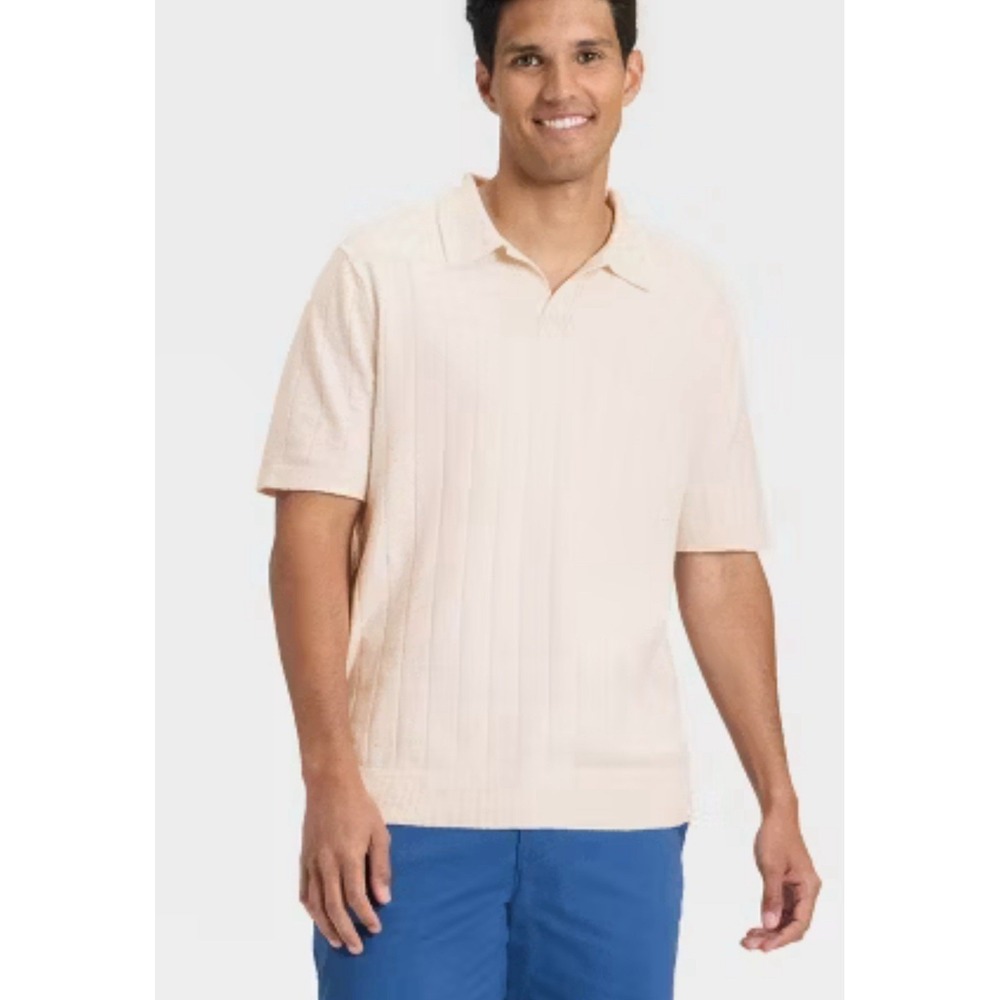 Goodfellow & Co Men's Short Sleeve Johnny Collar Polo Sweater,‎ xl - Oatmeal
